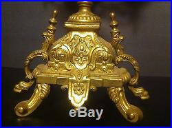 Vintage Italian Brass Candelabra With Two Urns Ornate Candle Holder Matching Urn