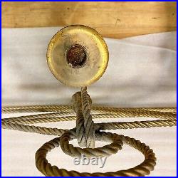 Vintage Italian Brass Rope Tassel Candle Holder Sconce Gold Gilt Wall Hanging 3