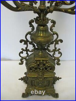 Vintage Italian Brevettato Baroque Brass Candelabra Ornate Design Over 24 Tall
