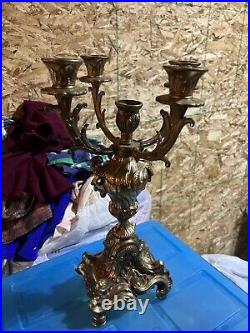 Vintage Italian Brevettato Brass Baroque Candelabra 5 Candle Holder Arm 15