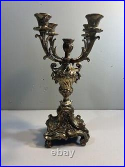 Vintage Italian Brevettato Brass Baroque Candelabra 5 Candle Holder Arm 15