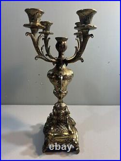 Vintage Italian Brevettato Brass Baroque Candelabra 5 Candle Holder Arm 15