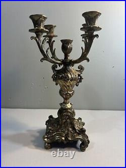 Vintage Italian Brevettato Brass Baroque Candelabra 5 Candle Holder Arm 15