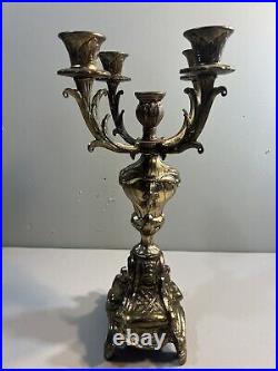 Vintage Italian Brevettato Brass Baroque Candelabra 5 Candle Holder Arm 15