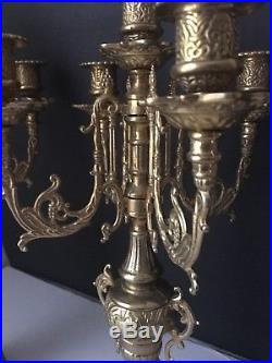 Vintage Italian Bronze Candelabra 16 Candle Stick Holder Ornate Neo Classical