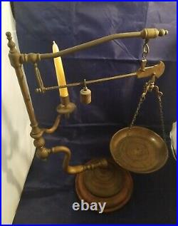 Vintage Italian Chapman Brass Balance Scale & Candle Holder