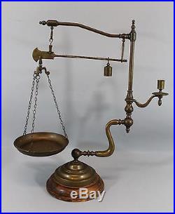 Vintage Italian Chapman Brass Balance Scale & Candle Holder, No Reserve