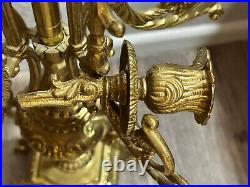 Vintage Italian Gilt Brass Brevettato Ornate Candelabras Baroq Style 27 4REPAIR