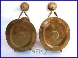 Vintage LOS CASTILLO Mexican Brass Copper ANGEL CANDLE HOLDERS Taxco Chato