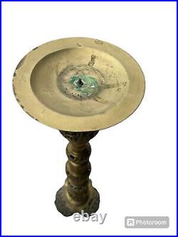 Vintage Large 35.5 tall Ornate Filagree Edwardian Brass Pillar Candle Holder