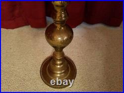 Vintage Large 40 Etched Brass Candle Holder Floor Altar Pillar Church Temple