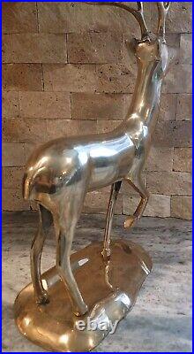 Vintage Large Brass Deer 4 Pillar Candle Holder 17 3/8