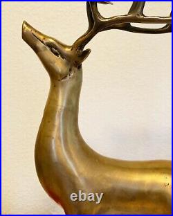 Vintage Large Brass Deer Reindeer 8 Candle Holder Candelabra Tall Christmas
