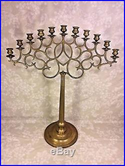 Vintage Large Brass Floor or Table Candelabra 11 Candle Holders
