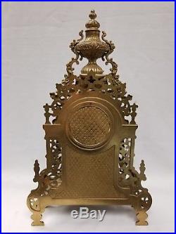 Vintage Large Brass Grand Clock And Candelabra Set