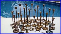 Vintage Large Lot 28 Brass + Graduated Heights Candlesticks Candle Holders Decor