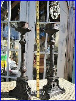 Vintage Large Ornate Pair Brass/Bronze Candlesticks Candle Holders