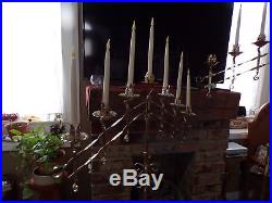 Vintage Lot 2 Church Wedding Floor Candle Holder Candelabra Adjustable Brass