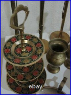 Vintage Lot 26 Pc. Brass Candle Stick Holders Vase Tidbit Wedding Table Decor