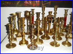 Vintage Lot 28 Tall BRASS Candle Holders Candlesticks Wedding Home Decor 8 Pairs