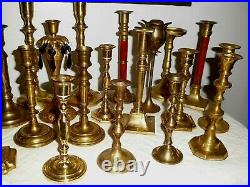 Vintage Lot 28 Tall BRASS Candle Holders Candlesticks Wedding Home Decor 8 Pairs