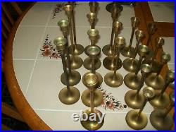 Vintage Lot 32 Pieces Brass Candlesticks Holders Graduated Tapered Wedding Decor