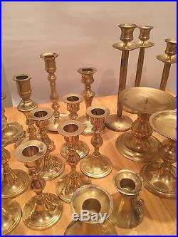 Vintage Lot Of 20 Brass Candlesticks (Weddings, Craft, Decor)