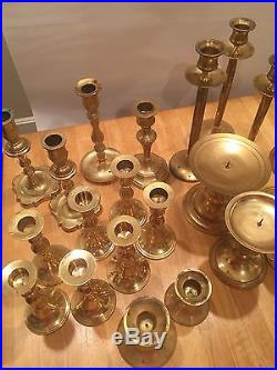 Vintage Lot Of 20 Brass Candlesticks (Weddings, Craft, Decor)