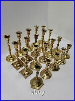 Vintage Lot of 20 Solid Brass CandleSticks Holders Wedding Table Decor Lot 3
