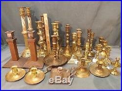 Vintage Lot of 28 Brass Candle Holders Sticks Wedding Party (L71)