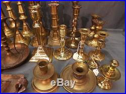 Vintage Lot of 28 Brass Candle Holders Sticks Wedding Party (L71)