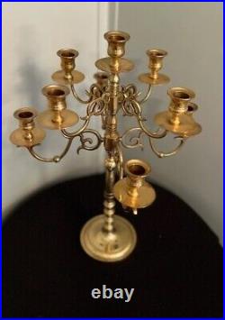 Vintage MCM Baldwin Brass 9 Hole Candle Candelabra Heavy