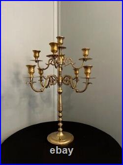 Vintage MCM Baldwin Brass 9 Hole Candle Candelabra Heavy