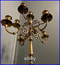 Vintage MCM Baldwin Brass 9 Hole Candle Candelabra Heavy