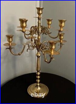 Vintage MCM Baldwin Brass 9 Hole Candle Candelabra Heavy