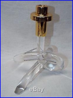 Vintage MCM Dorothy Thorpe Acrylic Pretzel Twist Candleholder Lucite / Brass 60s
