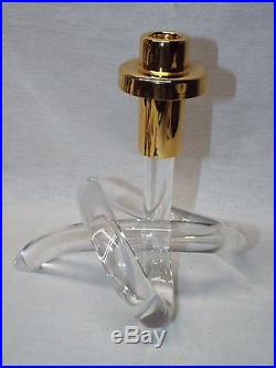 Vintage MCM Dorothy Thorpe Acrylic Pretzel Twist Candleholder Lucite / Brass 60s