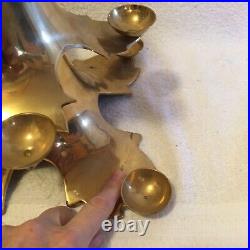 Vintage MCM Solid Brass 15.5 Christmas Tree Candle Holder Mid Century Modern