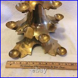 Vintage MCM Solid Brass 15.5 Christmas Tree Candle Holder Mid Century Modern