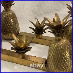 Vintage MCM Solid Brass 6 Pineapple Table Centerpiece Candle Holder Penco