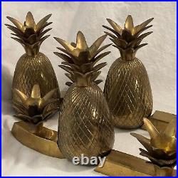 Vintage MCM Solid Brass 6 Pineapple Table Centerpiece Candle Holder Penco