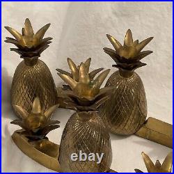 Vintage MCM Solid Brass 6 Pineapple Table Centerpiece Candle Holder Penco