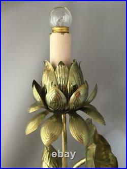 Vintage MID Century Feldman Co. Brass Lotus Blossom Flower Table Lamp Sculpture