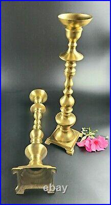 Vintage Made in India Brass Candle Holder 19 Tall Set of 2