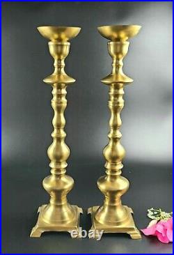 Vintage Made in India Brass Candle Holder 19 Tall Set of 2