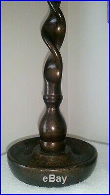 Vintage Maitland Smith Bronze & Brass Barley Twist Candle Holders PAIR