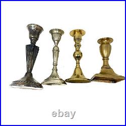 Vintage Metal & Brass Candle Holders for Floor, Elegant Collectibles, Set of 4