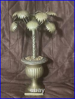 Vintage Mid 20th Century Brass Palm Tree Candlestick Unique Rare GUC 12 Tall