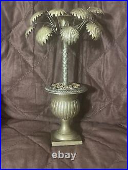 Vintage Mid 20th Century Brass Palm Tree Candlestick Unique Rare GUC 12 Tall