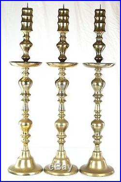 Vintage Mid-Century Brass Altar Candlesticks Set of 3